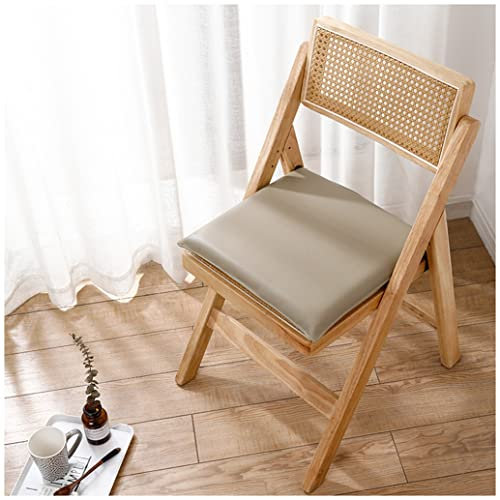 Quadratische Stuhlauflage aus Leder mit Kissen für Zuhause, Büro, Küche, 45 x 45 x 3,5 cm, Hellbraun