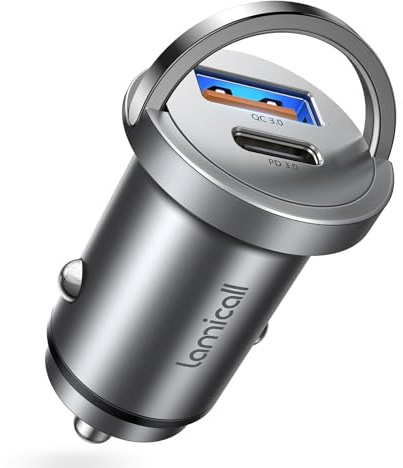 Lamicall Caricatore Auto, Carica Batteria Auto - [45W USB C+45W USB A] Design in Metallo Pieno, Compatto & Invisibile, Presa Accendisigari 12V Auto per iPhone 17/16/15/14/13/12 Pro Max, iPad, Samsung