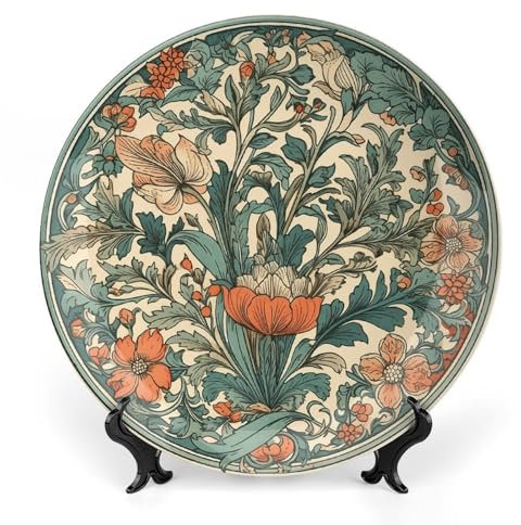 TKJMCSW Assiette décorative en porcelaine anglaise avec motif floral vert - Assiettes décoratives en porcelaine - Assiettes décoratives pour présentation - Assiette décorative en céramique avec
