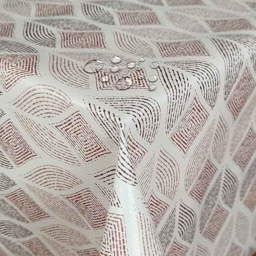 Wachstuch Wachstischdecke Gartentischdecke, Modern Blätter Braun Rechteckig 100 x 140 cm, abwischbare Tischdecke