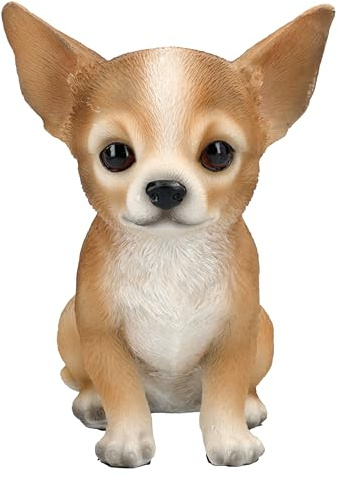 Figuren Shop GmbH Chihuahua-Welpe Figur – Niedliche Dekofigur, handbemalte Hunde Statue, 15,5 cm Höhe