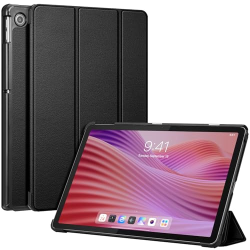 Fintie Hülle für Lenovo Tab 10.1 Zoll 2025 (TB-311FU / TB-311XU) | Ultra Schlank Kunstleder Schutzhülle mit Auto Schlaf/Wach und Ständer Funktion, Schwarz