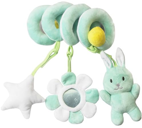 AQCQDQ Plüsch Spirale mit Tieranhänger Baby Kinderwagen Spielzeug, Aktivität Spirale Kette, Baby Autositz Spielzeug, Neugeborenes Hängespielzeug für Babys Kleinkindern ab 0+ Monaten (105g,grün)