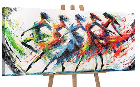 YS-Art Dipinto Originale Fatto a Mano Ballerini Astratti, Movimento