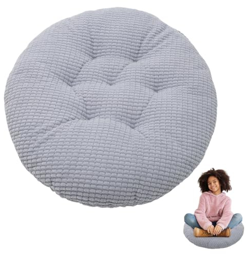 DASIAUTOEM Sitzkissen Rund, Stuhlkissen 38 x 38 cm, Rund Bodenkissen, Sitzkissen Stuhl Sitzpolster Abnehmbares bodenkissen für Stühle Hocker Wohnzimmer Garten Büro (Grau)