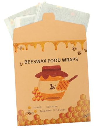 HAPINARY Beeswax Food Wraps Reusable Food Wrapping Sheets Sustainable Wax Cloth Three-Piece Set in Purple Floral Pattern Suitable for Kitchen and Picnic Use