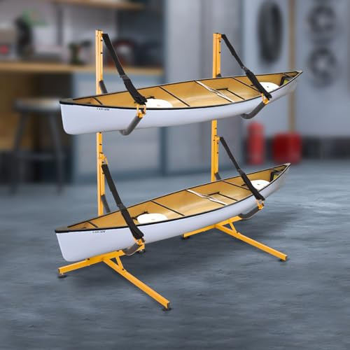 2er-Pack Kajakständer, 73x62,3x142cm Freistehender Kajak-Lagerungsregal Faltbarer Kajak-Bodenaufbewahrungsständer Kajakfahren Aufbewahrungsregal, 240lbs Tragfähigkeit für Kanus Paddleboards Surfbrett