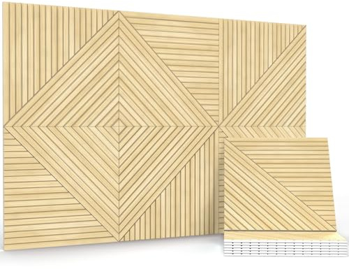 JBER Akustikpaneele, 6 Stück, selbstklebende dekorative Schallschutzplatten, schallabsorbierende Wandpaneele für Büro, Aufnahmestudio, Wohnzimmer, Schlafzimmer, 180 x 120 cm, weißes Wachsholz