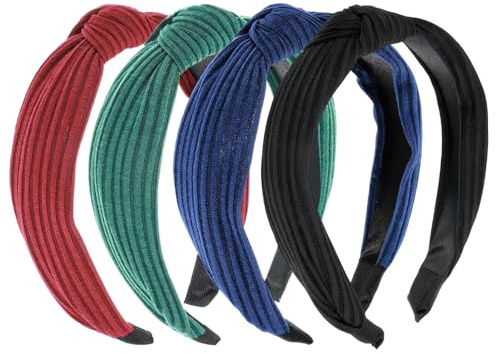 4Pack Knotted Wide Headbands for Women, Fall Headbands for Women, Fashion Knotted Headband Hair Accessories