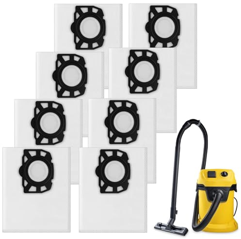 8 Pack Vacuum Bags, Vacuum Cleaner Bags Compatible with WD 2 Plus, WD 3, WD 3 Battery, KWD 1, KWD 2, KWD 3, MV 3, WD 3.200 to WD 3.800 M, SE 4001, SE 4002