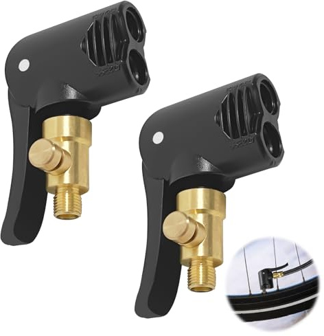 Klerbesh 2 Pezzi Adattatore Valvola Presta Schrader, Ottone Connettore a Leva Universale per compressore e gonfiatore Auto, Adattatore valvola Bici Presta, Raccordo Pompa Aria per Moto e MTB (2Pcs)