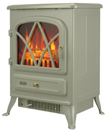 ECOSO Sage Leaf Green Electric Stove with Built In Fan Heater 548 x 415mm