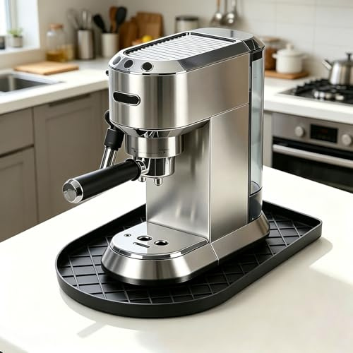 Unterlage Kaffeemaschine Rutschfeste Silikonmatte Kaffeemaschine Hitzebeständige Unterlage für Delonghi Ninja Nespresso Gevi Keurig Cuisinart Tastyle -40×25×1.4cm -Küchen Arbeitsplatte Schutz -Schwarz