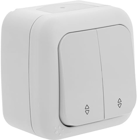 Doble Va-y-Vient Impermeable Blanco - Interruptor Doble Pared - Control Doble Iluminación - Interior/Exterior Protegido - 230V - IP54 - Interruptor de Garaje