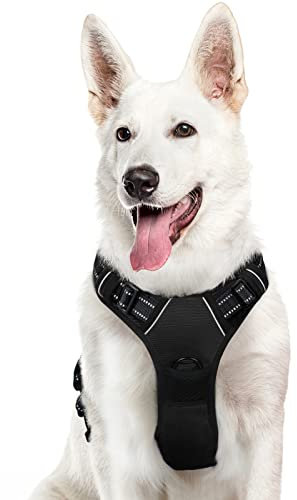 Eagloo Hundegeschirr Grosse Hunde, Anti Zug Hundegeschirr mit Reflexstreifen und Kontrolle, Verstellbar und Einstellbar Geschirr Hund Groß, Brustgeschirr für Labrador, Schwarz, XL