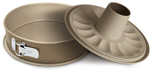Guardini, Moule à charnière avec 2 fonds Ø 26 cm, Fond anti-goutte, Acier avec revêtement antiadhésif, Champagne et Bronze, Fabriqué en Italie, Ligne Gold Elegance