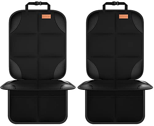 SMART ELF 2 pack Car Seat Protector - for kids, Child with Waterproof Fabric & Thickest Padded Cover & Featuring Best Size Coverage Available & Organiser Pockets - Fits Isofix