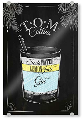 artboxONE Acrylglasbild 30x20 cm Essen & Trinken Tom Collins Bild hinter Acrylglas - Bild Cocktail Gin Kreide