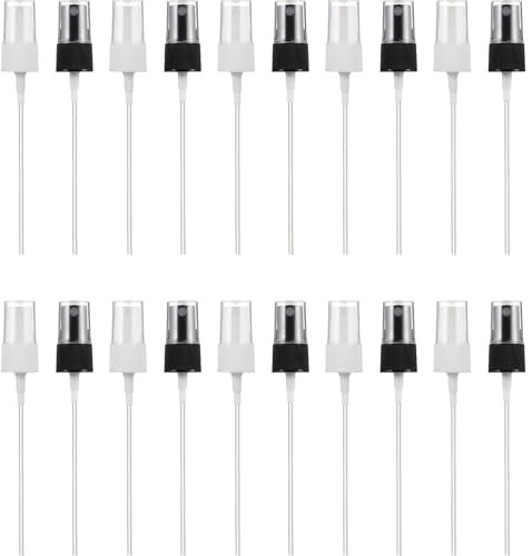 20 StüCke Kunststoff Flasche SprüHkopf mit Transparentem Deckel - SprüHflasche Kofp Deckel Ersatz SprüHaufsatz Feiner Nebel, Kosmetik-SprüHdecke FüR SprüHkopf Spraydose 18 mm Schwarz Weiß