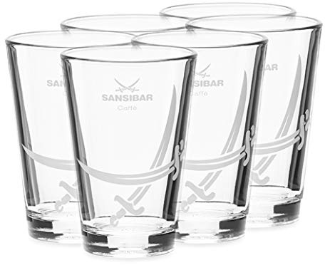 6er-Set Latte Macchiato-GLÄSER mit Untertassen, dickwandig aus Glas von Sansibar, 200ml
