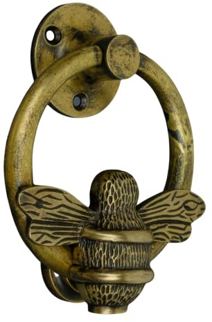 Heritage-Bienen-Türklopfer für Haustür, polierter massiver Brass bee Ring, Heritage-Klopfer mit Schließblech, UPVC, Hummel-Haustürmöbel mit einzigartigem Design