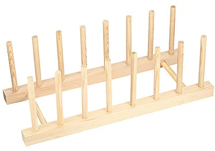 JUHONNZ Portapiatti in Legno, Scolapiatti da Appoggio, Piattaia per Armadio da Cucina, Organizzatore Piatto, Tazza, Libro
