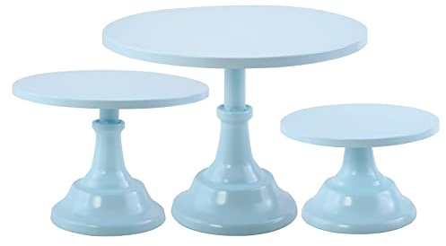 Juego de 3 soportes para tartas de hierro para postres, bandeja de servir para baby shower, boda, fiesta de cumpleaños (azul)