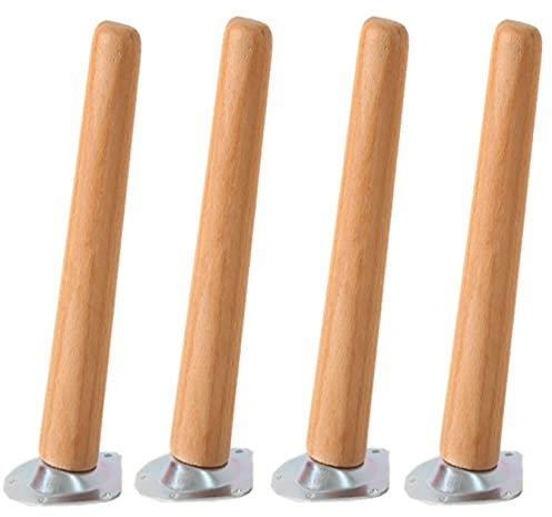 4 PCS Solid Oak Wood Furniture Legs,M8 Thread Tapered Replacement Sofa Table Chair Legs Furniture Feet,for Chair Sofa Couch Table Desk Cabinet (20cm/7.87in,Slanted)