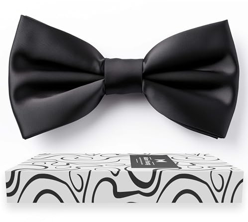 Adam Young Papillon da uomo pre-annodato stile formale raso classico papillon per smoking finta seta, 01 Nero, L - (adults)
