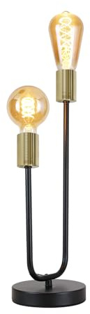 CBJKTX Tischlampe Vintage Nachttischlampe Schwarz - Wohnzimmer Schwarz Gold | Tischleuchte Kinder in E27 Industrial Schlafzimmer Nachtlicht aus Metall Schreibtischlampe mit Kabel(Ohne Leuchtmittel)