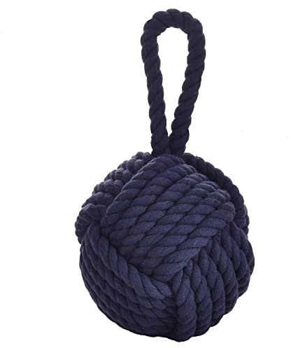 Pomeat Decorative Nautical Door Stop, Sailors Knot Rope Stop, Weighted Heavy Doorstop for Bedroom & Living Room, Window Wedge & Bookend - 6.25 inch (Blue)