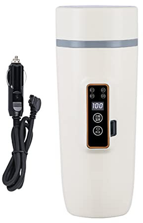 CEIEVER Bouilloire de voiture 12 V/24 V, tasse de chauffage de voiture 350 ml contrôle de la température de 100 °C, tasse à café portable pour chauffer le café/thé/lait en voyage