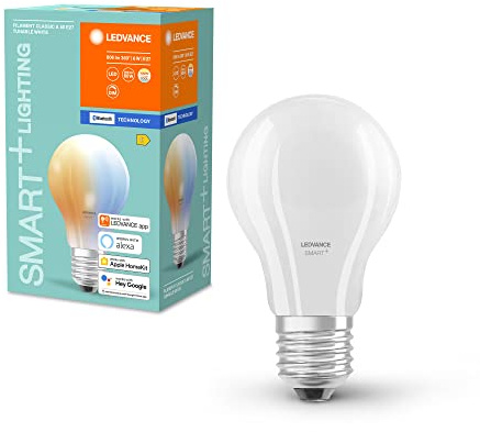 LEDVANCE Smarte LED-Lampe mit Bluetooth-Technologie für E27-Sockel, mattes Glas,Lichtfarbe änderbar (2700K-6500K), 806 Lumen, Ersatz für herkömmliche 60W-Leuchtmittel, smart dimmbar, 4-er Pack