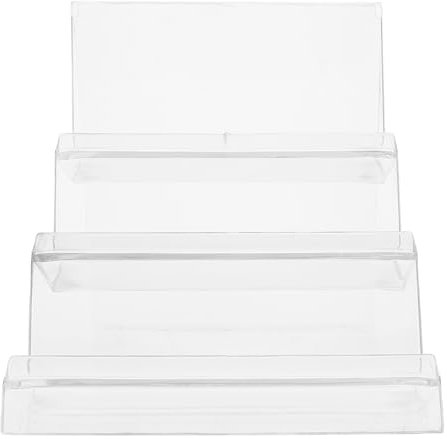 Housoutil Dreischichtiger Acryl-Präsentationsständer, transparenter Stufen-Präsentationsständer, Desktop-Thekendisplay aus Acryl für Handys Lederhandtaschen Geldbörsen Clutches