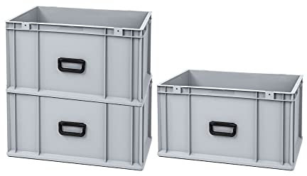 SuperSparSet 3x Eurobox NextGen Portable Uno | HxBxT 32x40x60cm | 65 Liter | Eurobehälter, Transportbox, Transportbehälter, Stapelbehälter