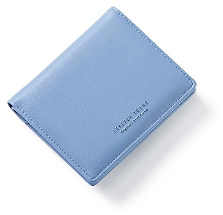 HAIWILL Geldbörse Damen Klein Mini Portemonnaie Mit RFID Blockierung, ReißVerschlusstasche und 7 Kartenfächern (Blau)