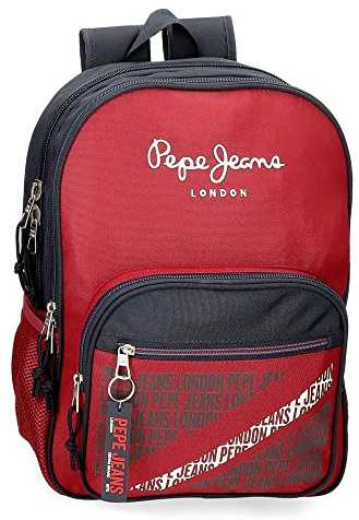 Pepe Jeans Clark Mochila Escolar Doble Compartimento Rojo 30x40x13 cms Poliéster 15,6L