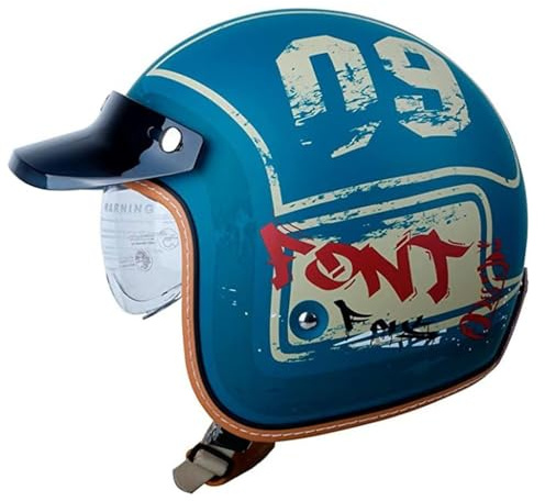 Vintage JetHelm MotorradHelm RollerHelm ScooterHelm Moped MofaHelm Chopper Retro Vintage Biker Helmet ECE Zulassung mit Visier Offenem GesichtHelm