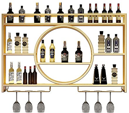 Wall-Mounted Wine Racks, Bar Wine Rack, Wall Mounted Champagne Stemware Glass Storage Rack, Multifunctional Iron Bottle Holder, Wine Glass Rack, Bar Shelves for Liquor Bottles, for Home Kitchen Decor