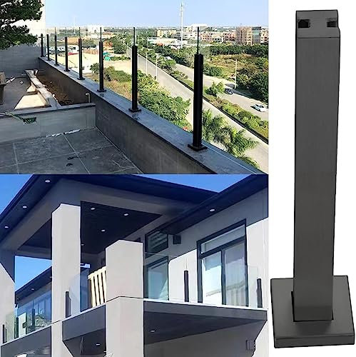 Glas Geländerpfosten Glashalter Edelstahl Balkon Terrasse Glasgeländerpfosten Pool-Zaun-Säule Schwarz Abstandshalter Für Landepanel-Geländer Für Innerhalb Außen Ende / Ecke / Mittelpfosten Quadrat ( C