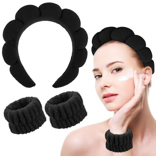 YUXIANLB Spa-Stirnband, Wasch-Gesichts-Armband-Set, weicher Schwamm, Stirnband, Make-up, Hautpflege, Haarband, Handgelenk-Handtücher, modischer Kopfschmuck, niedlicher Kopfschmuck,