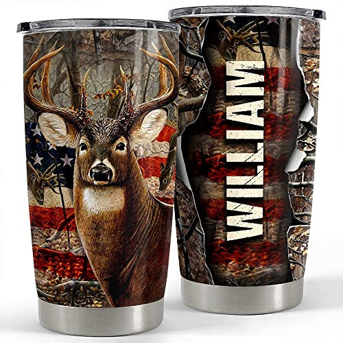 Tea Cup 590ml Insulated Travel Mug Eco-Friendly Thermal Coffee Cup for Sister Birthday Christmas Personalized Hunting Deer Tumbler Custom Name