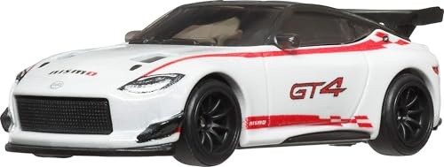 Hot Wheels Premium Car Culture Spielzeugauto im Maßstab 1:64 Druckguss Nissan Z GT 4 Race Day Fahrzeug mit echten Riders Reifen