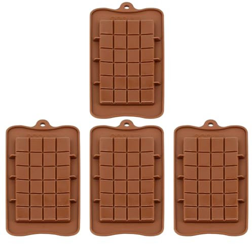 4 Stück 24 quadratische Schokoladenformen, Silikonformen, DIY-Schokoladen-Set, Silikon-Schokoladenformen, Küchenbedarf, Backwerkzeuge