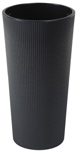 Dehner Blumentopf Lilia, Pflanztopf Indoor, Pflanzkübel recycelt, ca. Ø 25.5 cm, Höhe 46.6 cm, Kunststoff, anthrazit