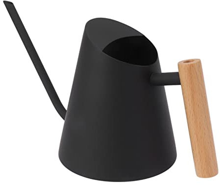 Regadera, Práctica Regadera Antioxidante, Pico Largo, de Madera, Hermoso Color, Acero Inoxidable Resistente Al Desgaste para Exteriores (Negro)