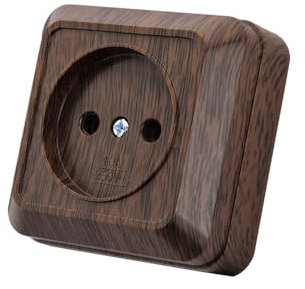 Enchufe de pared empotrado,Juego de enchufes eléctricos de pared,Enchufe de pared interior 250V AC 16A,Grano de madera oscuro Enchufe sin conexión a tierra,MZ-03