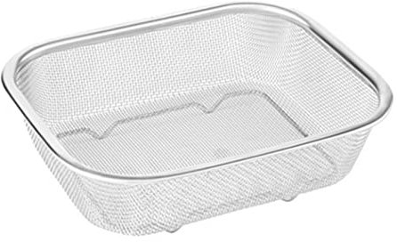 Feinmaschiges Ölsieb – rechteckiger Siebkorb, Edelstahl-Drahtkorb, 20,8 x 17,5 x 5 cm, vielseitiges feinmaschiges Sieb, Reis-Waschschüssel, Gemüse, , Sieb, Küchenutensilien