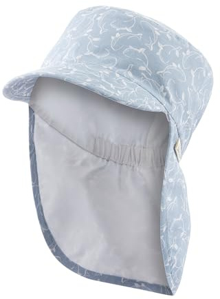 Sterntaler Schirmmütze Nacken Wale - Jungen Mütze mit Nackenschutz - UV-Schutz 50+ Sonnenhut - Sommermütze aus Baumwolle - Baby und Kinder Kopfbedeckung - Futter aus Batist (Bio)- Himmel, Größe 51