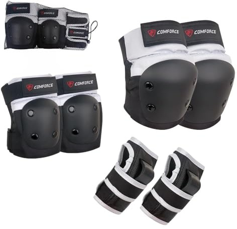 COMFORCE Adult 6 In 1 Protective Gear Set, Knee Elbow Wrist Pads | For Skateboard, Scooter, Rollerblading And Inline Skating, Durable Protection For Riding Sports And Outdoor Activities